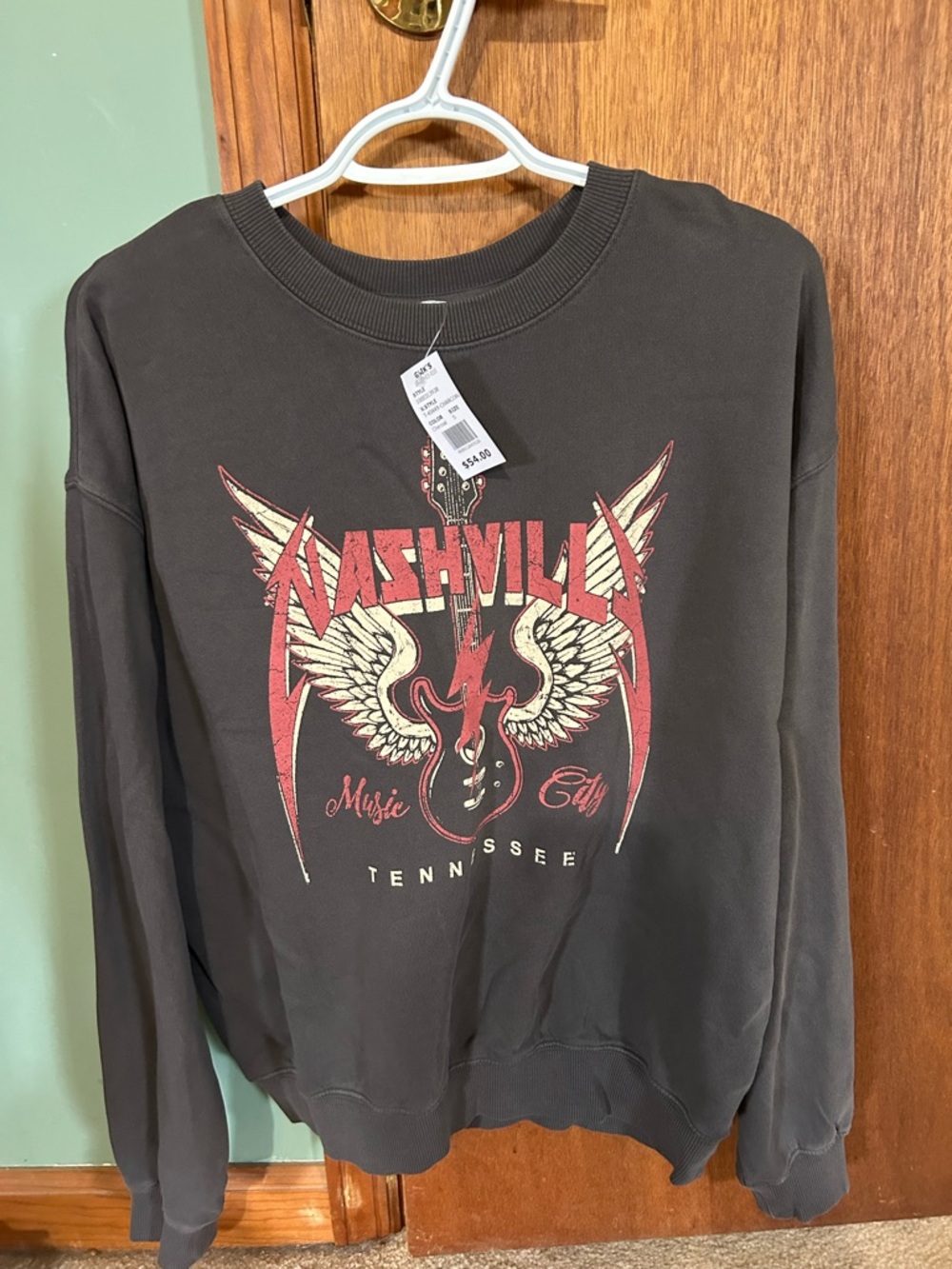 Tres Bien Black Graphic Nashville Winged Guitar Sweatshirt